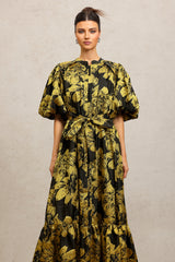 Jaca Puff Sleeves Maxi Dress
