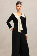 Karsten V-Neck Long Sleeves Folds Maxi Jumpsuit