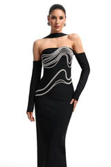 Lokama Strapless Rhinestone Bandage Maxi Dress