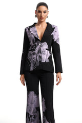 Garina Asymetric Floral Print Suit