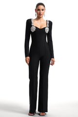 Liaco Sweetheart Neck Rhinestone Bandage Jumpsuit