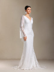 Lexi Patchwork lace Long sleeves Tassel maxi wedding dress
