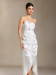 Lexy Chest smearing Fold Bow Slit maxi formal dress