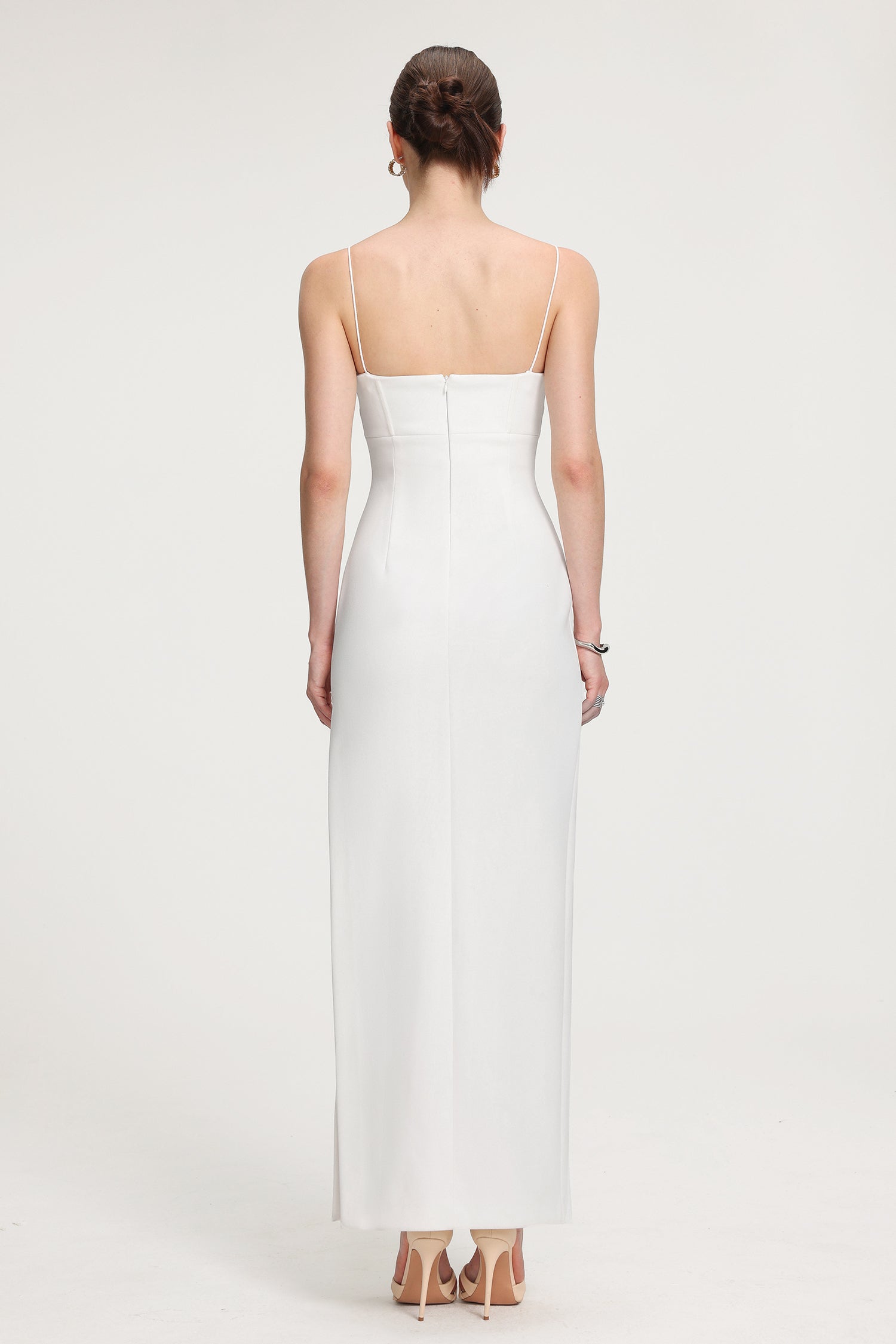 Corset-Style Crepe Maxi Dress