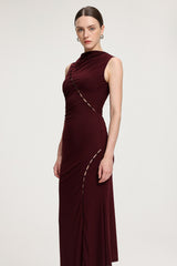 Asymmetric Ruched Sit Jersey Midi Dress