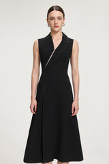 Contrast-Stitched Crepe Midi Dress