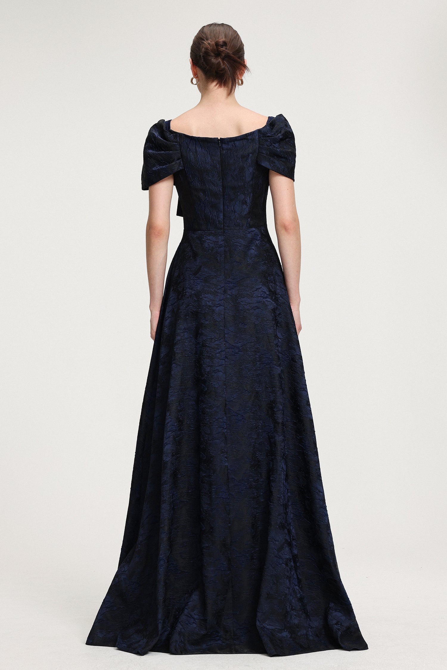 Bow-Detail Jacquard Maxi Dress