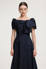 Bow-Detail Jacquard Maxi Dress