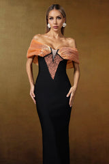 Dorie Deep-V Bandage One-shoulder Pearl Orange Maxi Dress