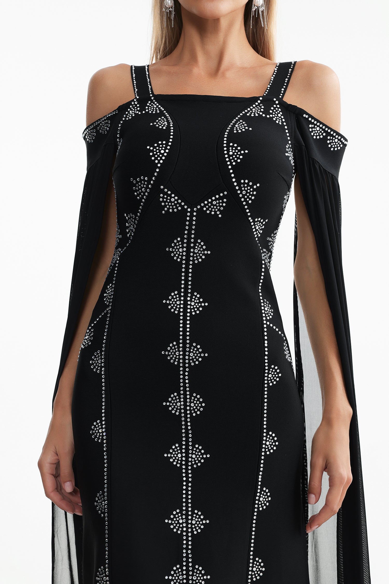 Dizzt Rhinestone Bandage Maxi Dress