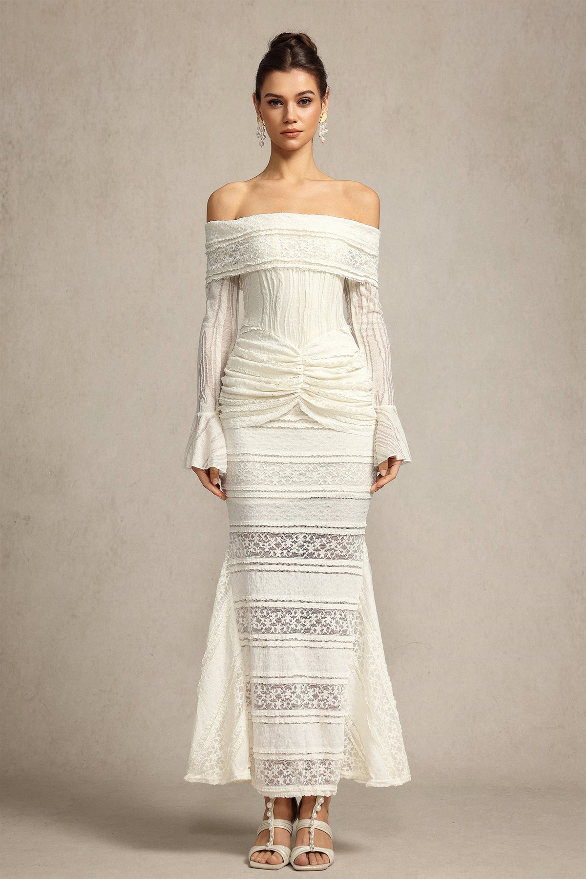 Falae Long Sleeves Folds Maxi Dress