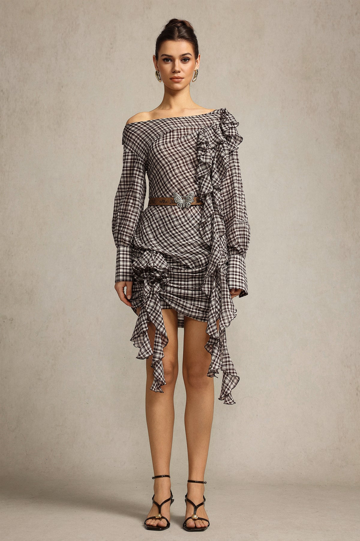 Sissel Long Sleeves Folds Top And Skirt Two-Piece Set