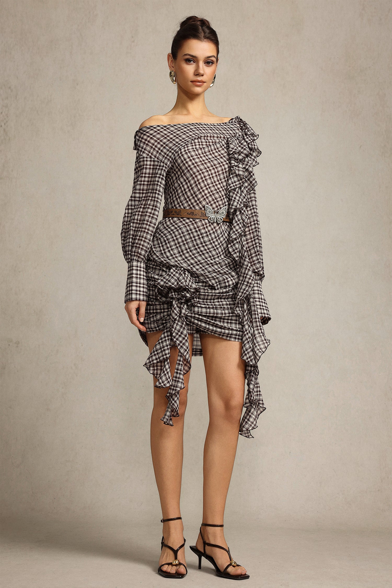 Sissel Long Sleeves Folds Top And Skirt Two-Piece Set