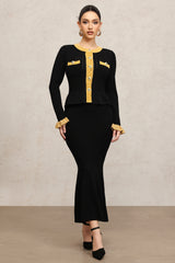 Rumi Round Neck Long Sleeves Fishtail Maxi Dress