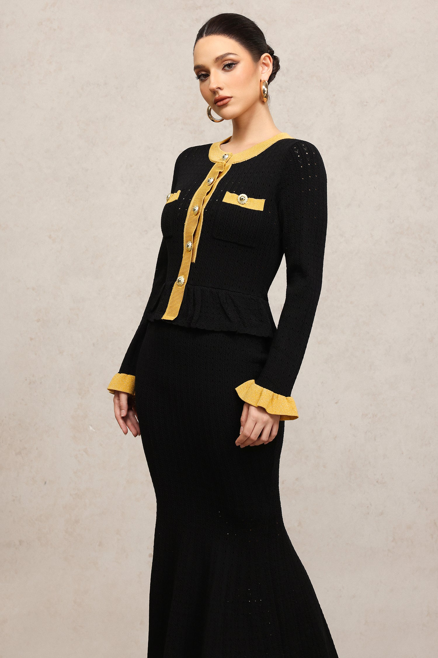Rumi Round Neck Long Sleeves Fishtail Maxi Dress