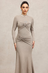 Novah Long Sleeves Folds Fishtail Maxi Dress
