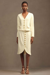 Uniko Elegant Long Sleeve Woven Top And Skirt Two-Piece Set