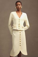 Uniko Elegant Long Sleeve Woven Top And Skirt Two-Piece Set