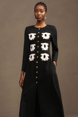 Natalya Elegant Tailored Round Neck Long Sleeve Woven Maxi Dress