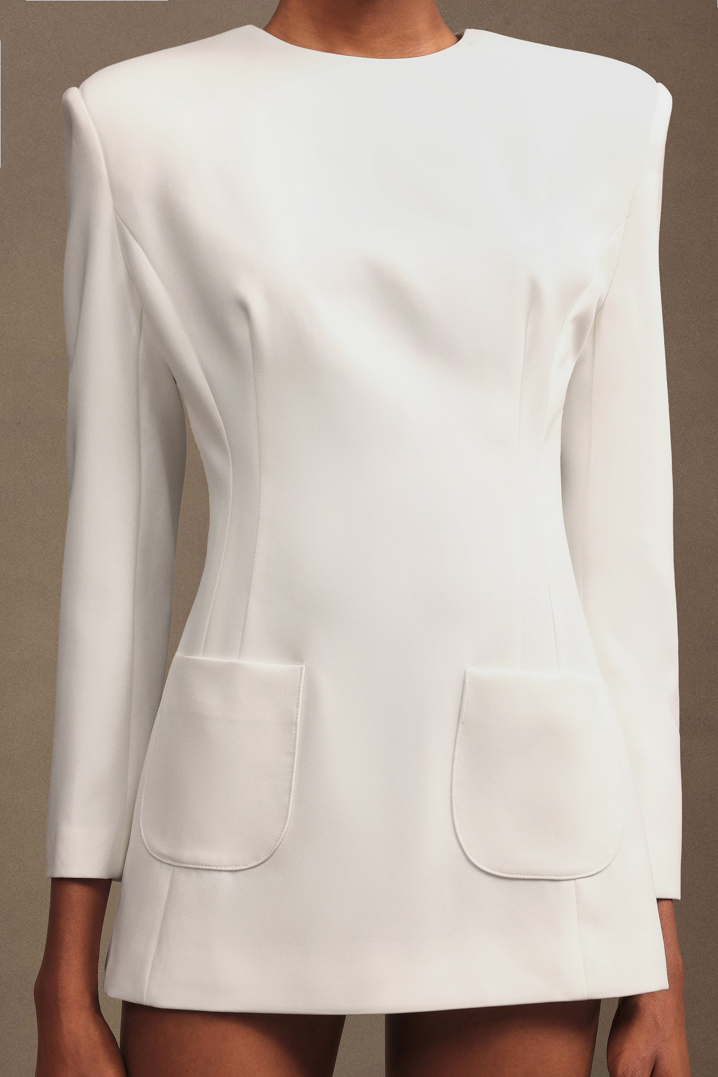 Shalissa Modern Tailored Round Neck Long Sleeve Mini Dress