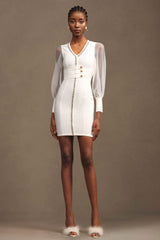 Lorelie Chic Contour Chiffon Long Sleeve Bandage Mini Dress