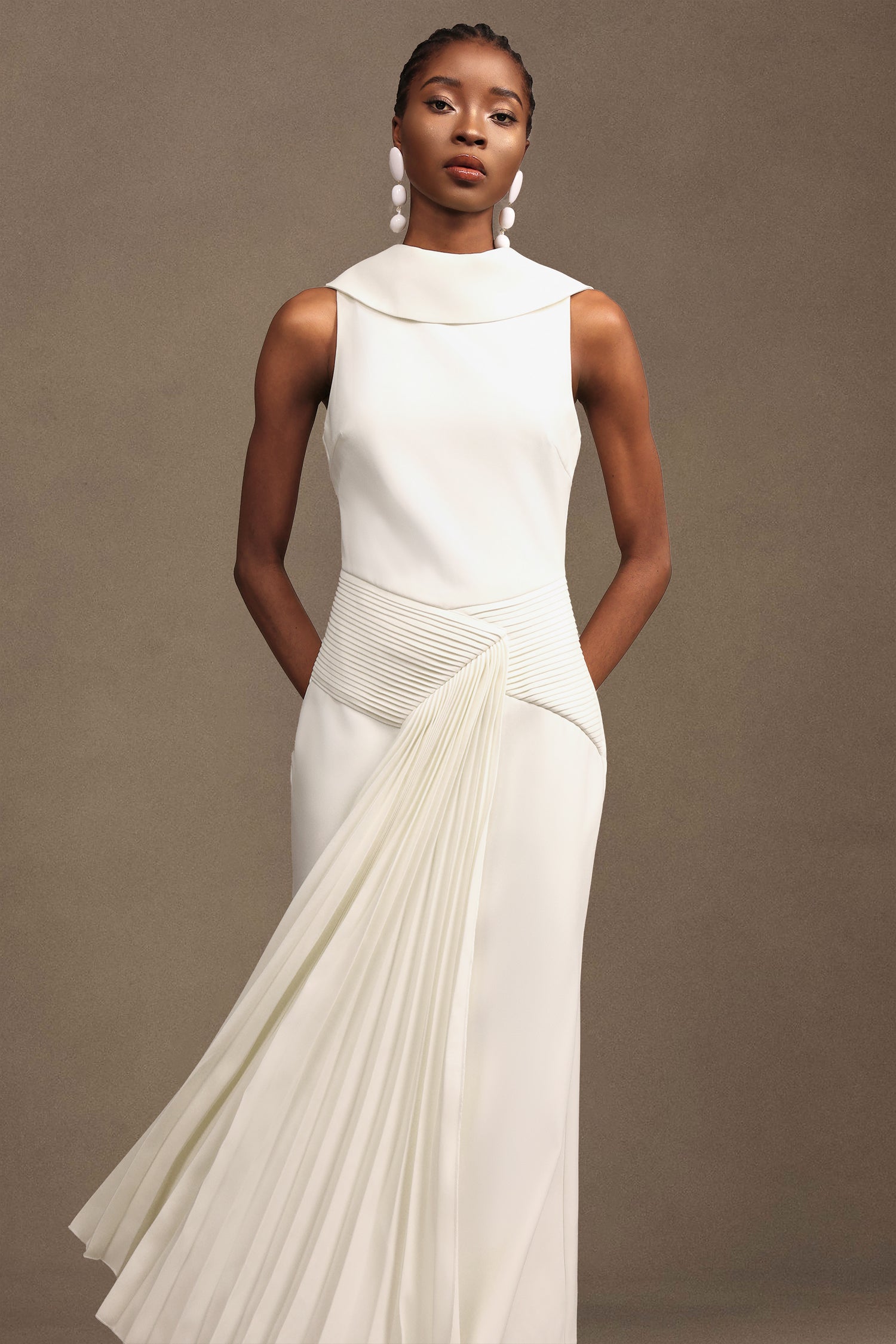 Jozie Sleevess Fold Fish Tail Maxi Dress