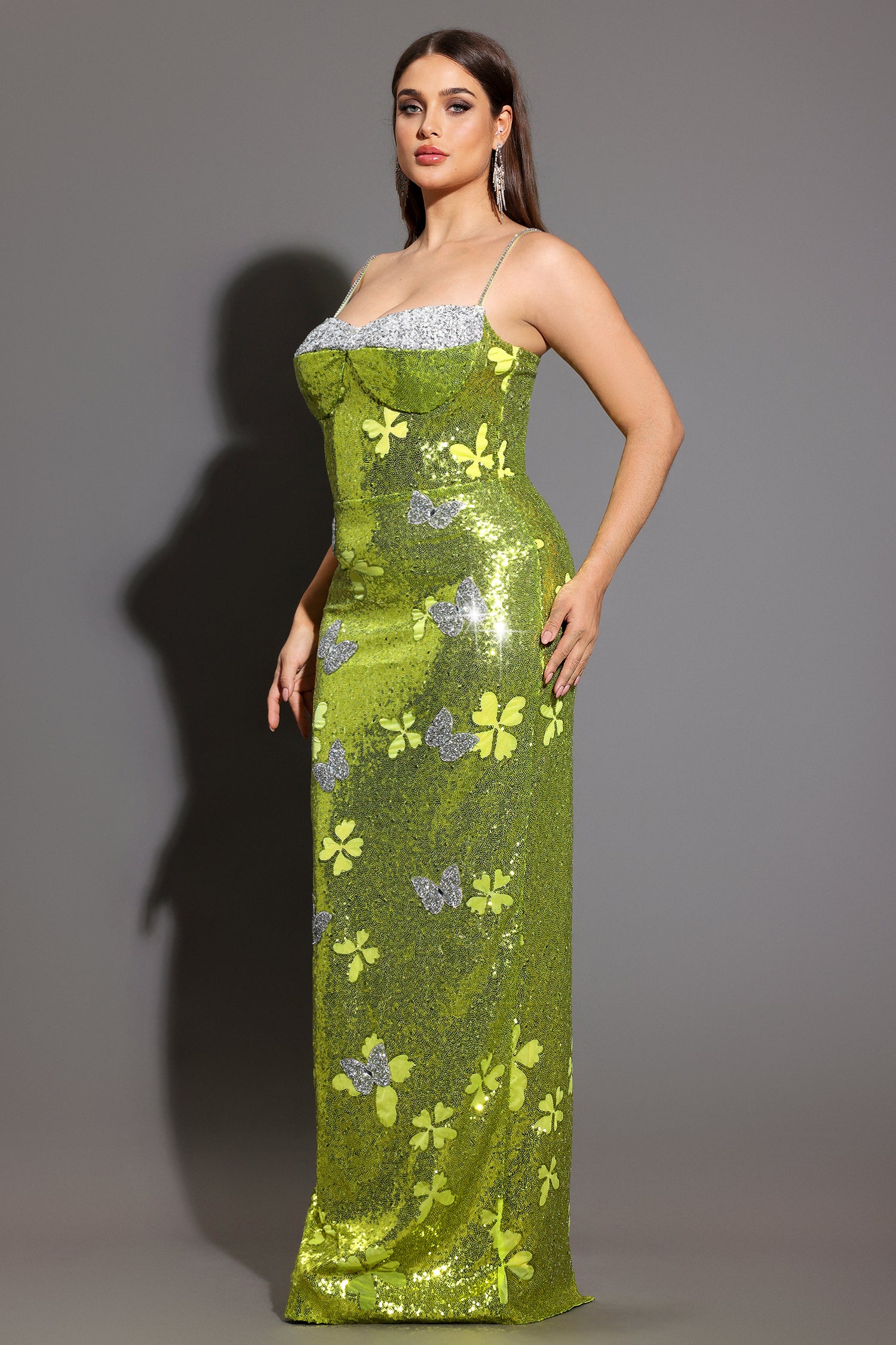Raisin Sleeveless Diamond Sequin Maxi Dress