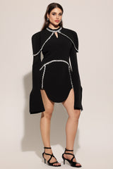 Teagan Long Sleeves High Neck Irregular Puff Sleeves Mini Dress