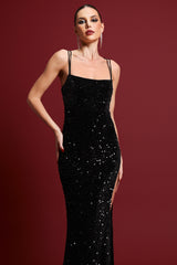 Ibbie Glamorous Contour Sleeveless High Slit Sequin Maxi Dress
