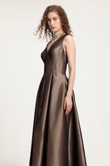 V-Neck Ball Gown Maxi Dress