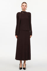 Lelia Elegant Contour Long Sleeve Knot Knit Top And Skirt Two-Piece Set