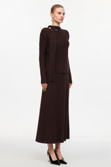 Lelia Elegant Contour Long Sleeve Knot Knit Top And Skirt Two-Piece Set
