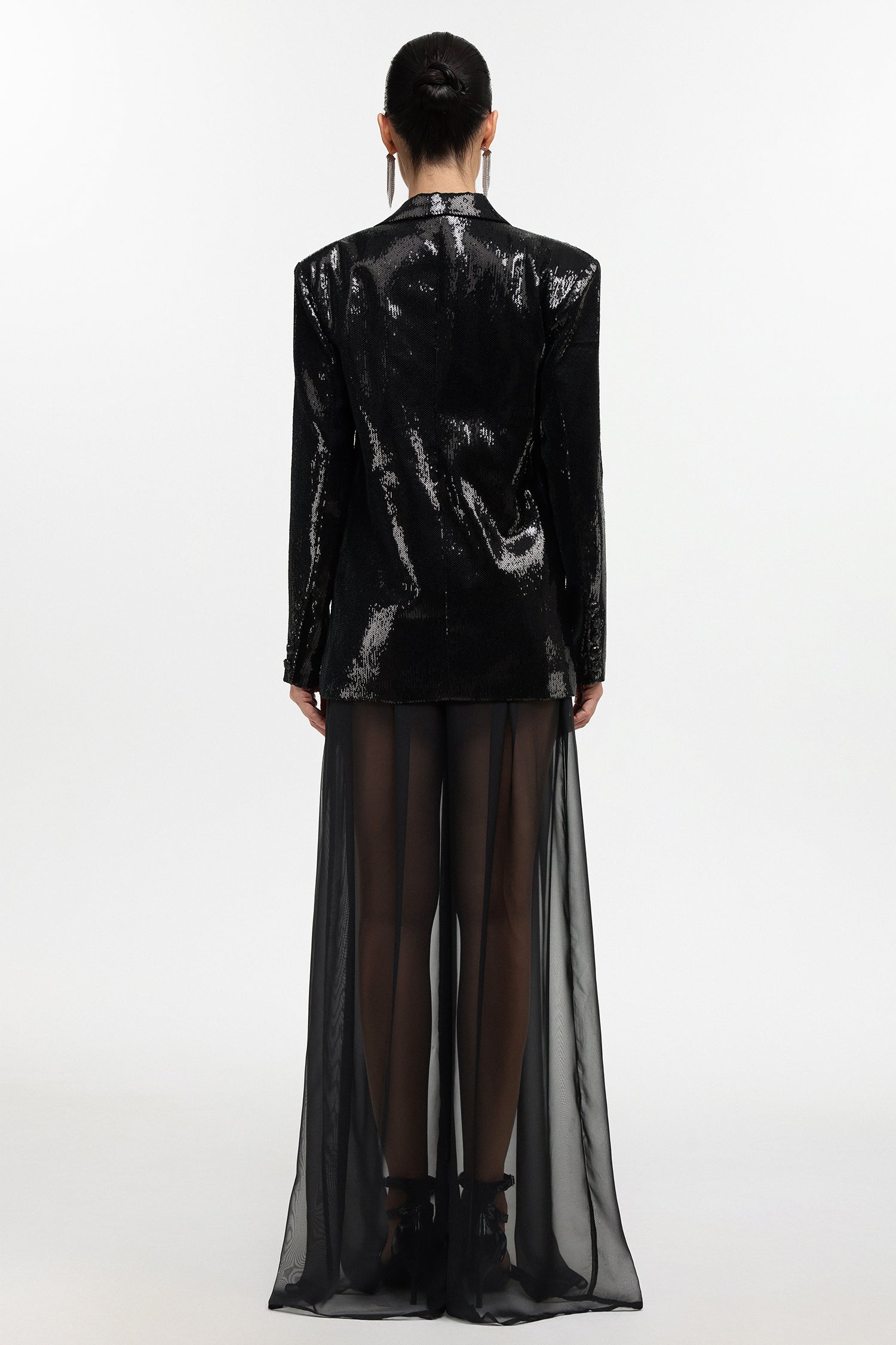 Saoirse Glamorous Tailored Long Sleeve Sequin Blazer