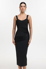 Dasaka Classic Contour Sleeveless Fringe Bandage Maxi Dress