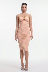 Lucia Romantic Contour Sleeveless Ruched Midi Dress