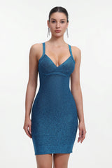 Maryam Metallic Blue Cocktail Dress