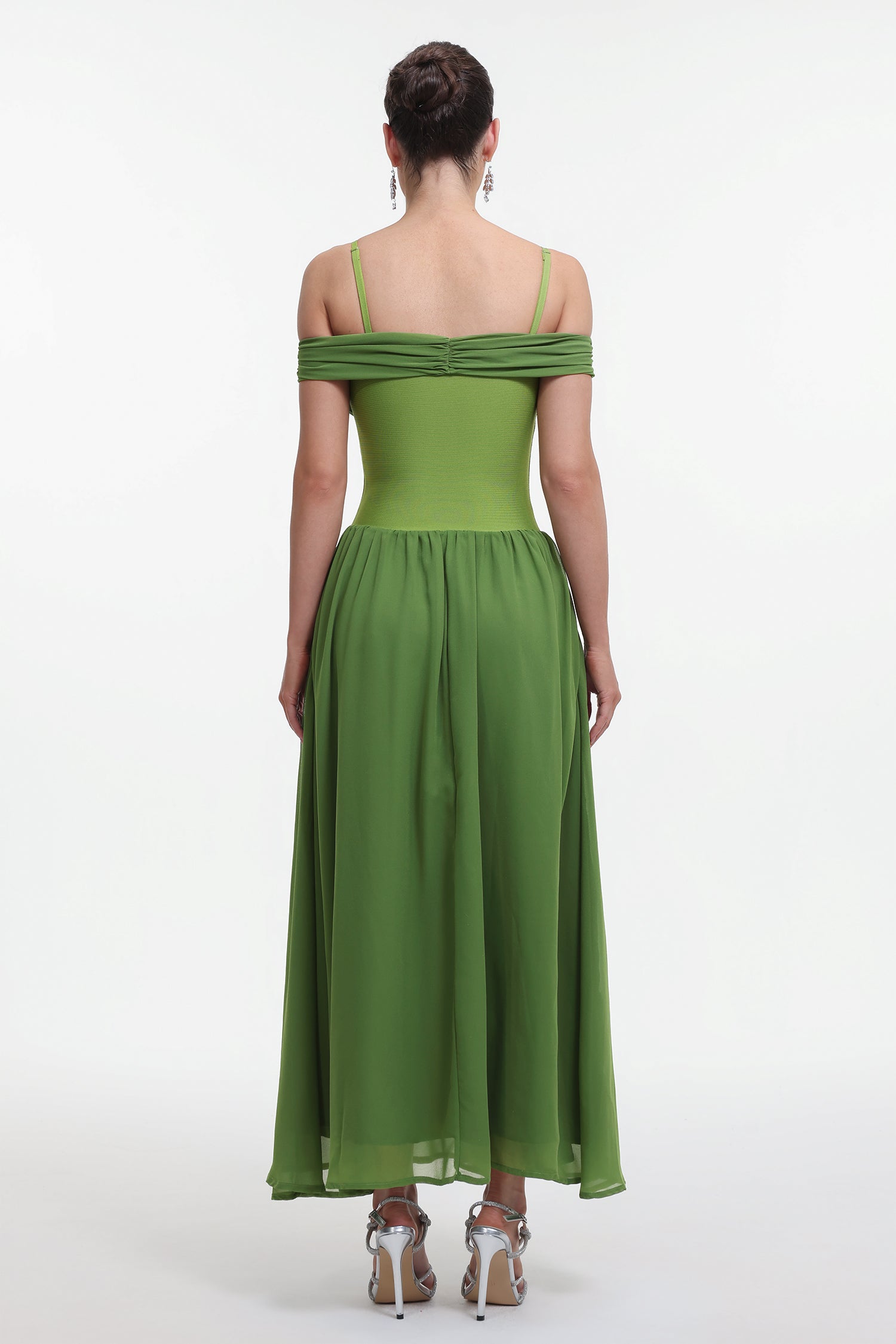 Selma Classic Contour Off Shoulder Ruched Bandage Maxi Dress