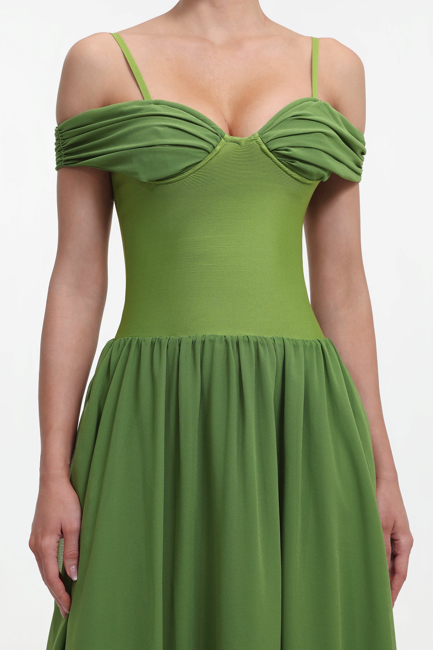 Selma Classic Contour Off Shoulder Ruched Bandage Maxi Dress