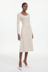 Roseau Elegant Contour Long Sleeve Knit Maxi Dress