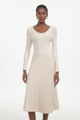 Roseau Elegant Contour Long Sleeve Knit Maxi Dress