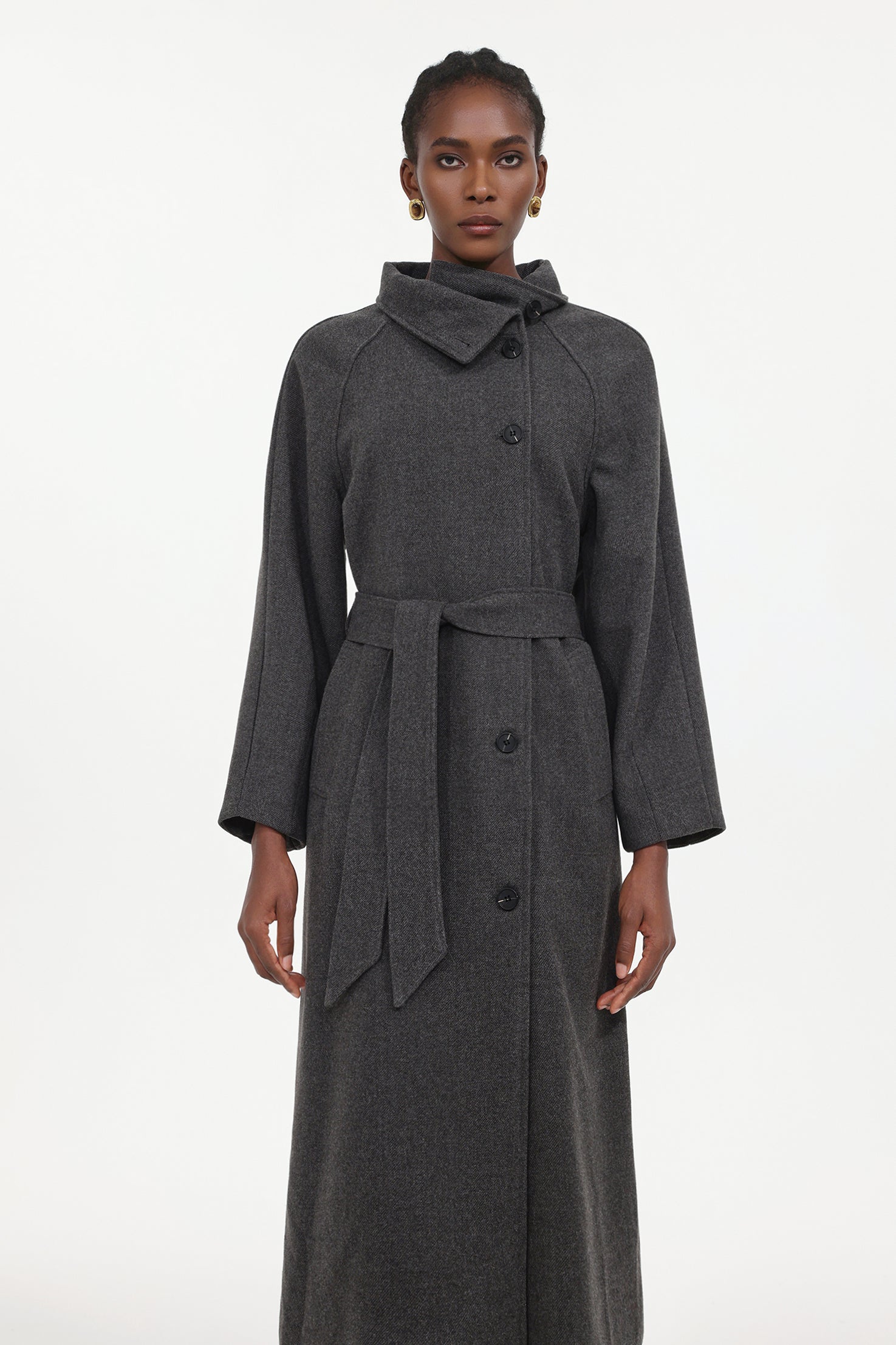 Rola Elegant Tailored High Neck Long Sleeve Woven Coat