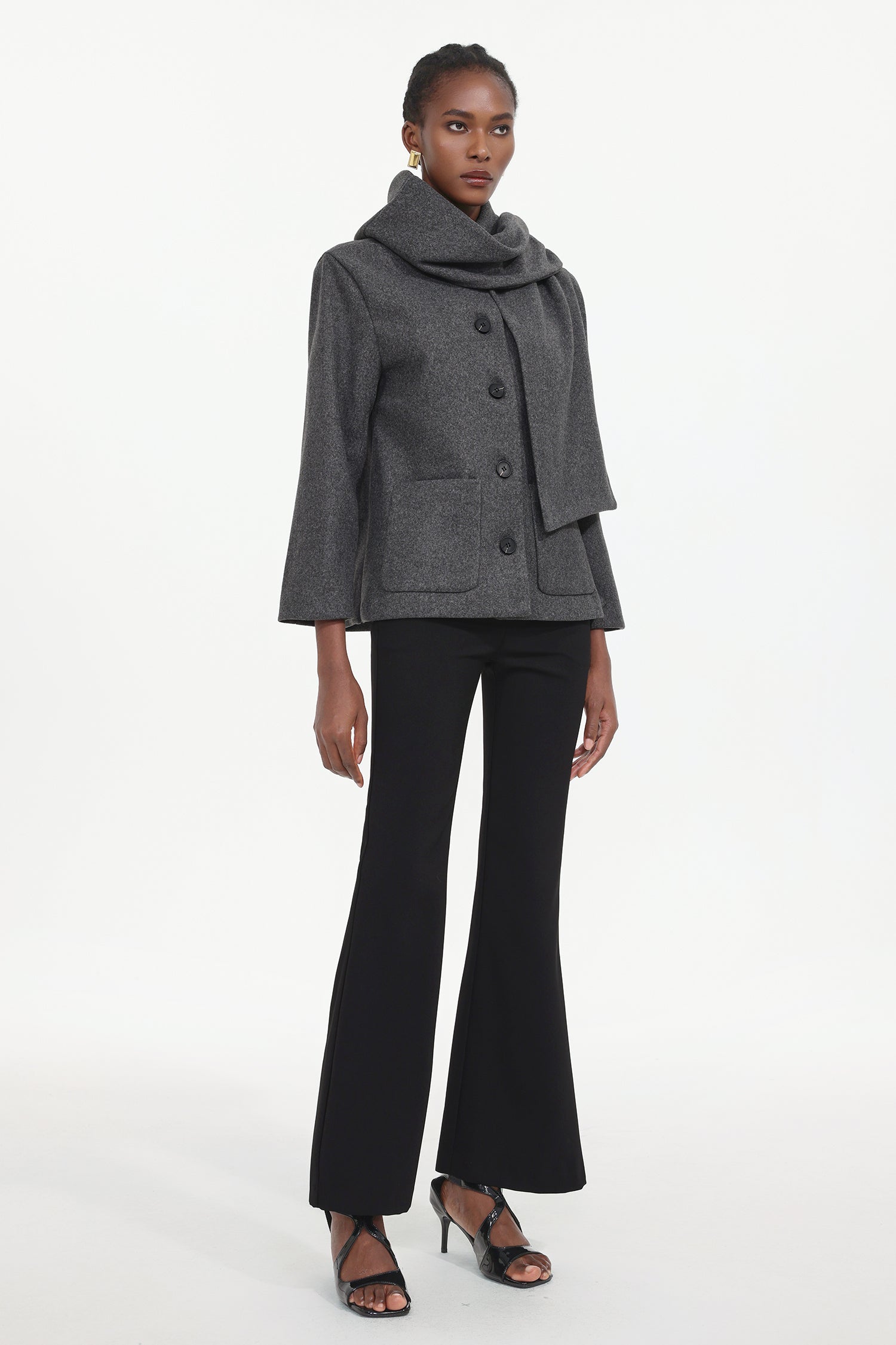 Xapana Elegant Tailored Long Sleeve Woven Coat