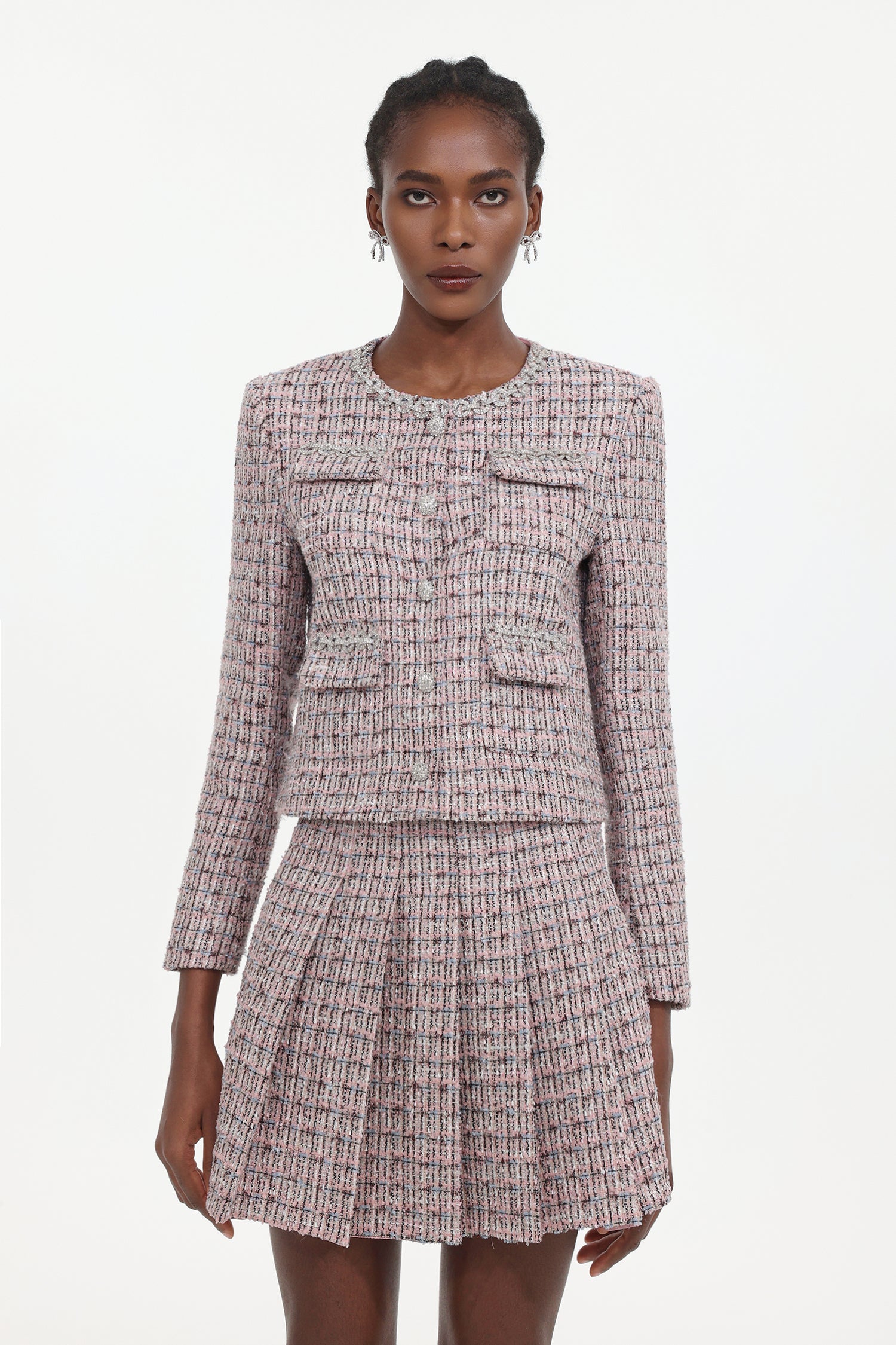 Habane Classic Tailored Tweed Top And Skirt Two-Piece Set