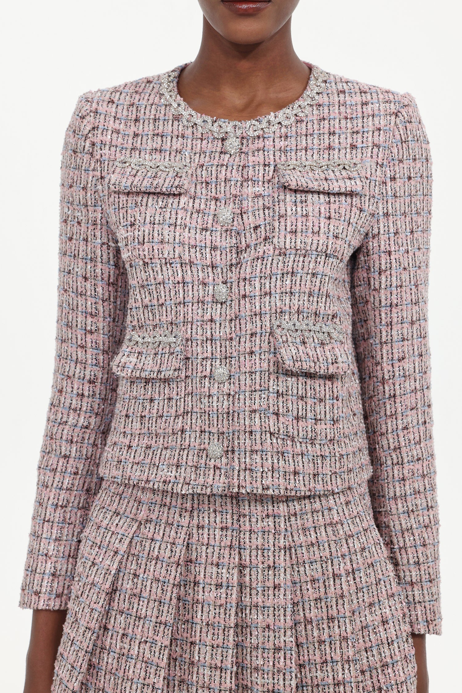 Habane Classic Tailored Tweed Top And Skirt Two-Piece Set