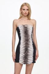 Dido Chic Contour Strapless Faux Fur Panel Mini Dress