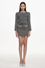 Uzaco Classic Tailored Tweed Top And Skirt Two-Piece Set