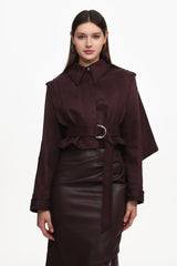 Kimivi Vintage Tailored Long Sleeve Faux Leather Jacket