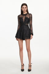Willa Elegant Contour Long Sleeve Lace Romper