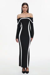 Hilda Off-the-Shoulder Long Sleeve Maxi Dress