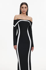 Hilda Off-the-Shoulder Long Sleeve Maxi Dress